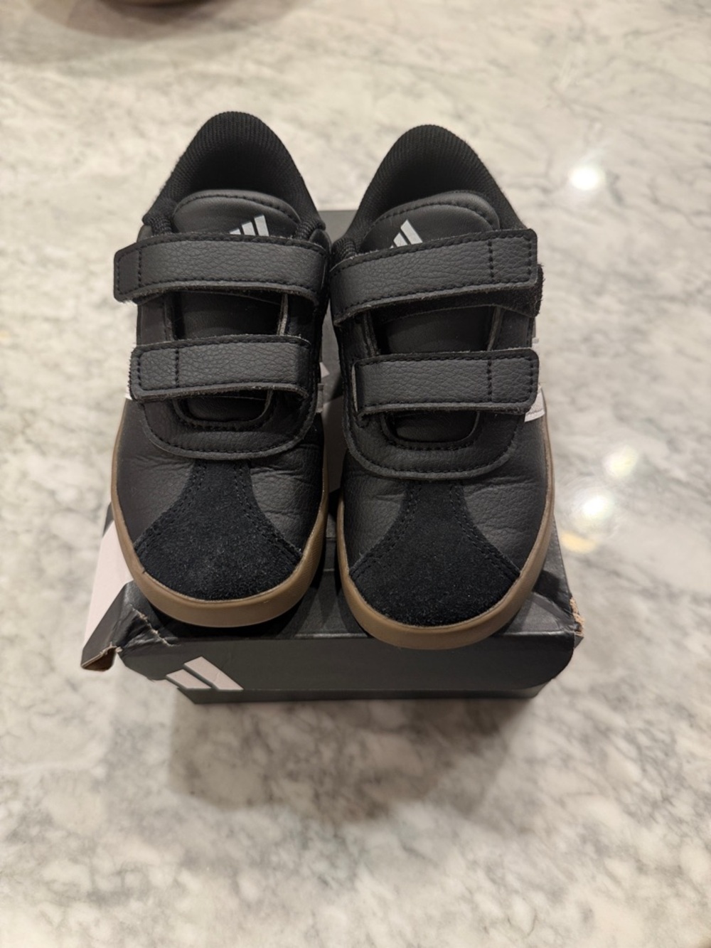 adidas Kids Black Sneakers with Gum Sole Velcro
